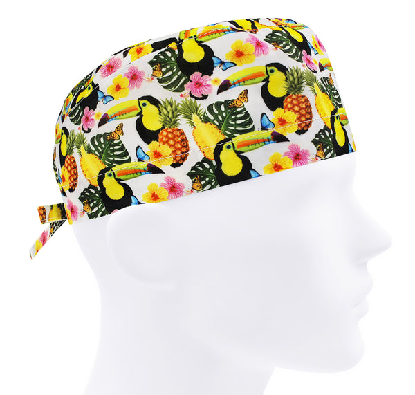 Toucan Bird Scrub Cap for Men, Hawaii Theme Surgical Scrub Hat