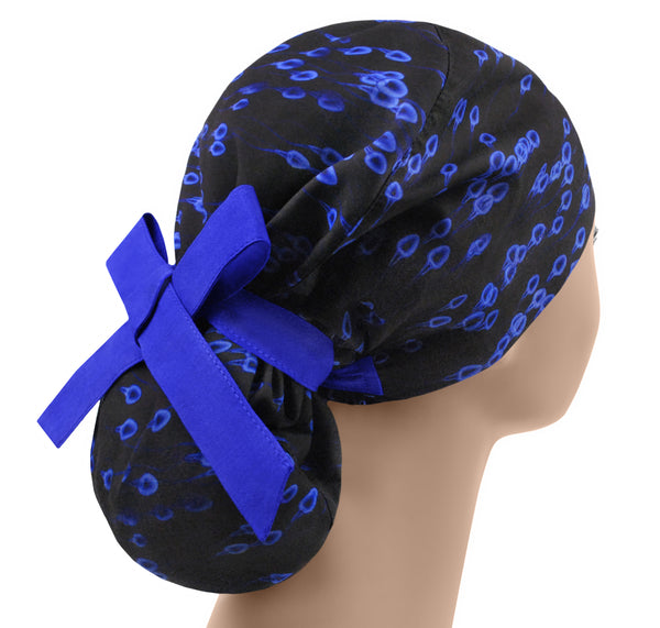 Sperm scrub cap for women, black medical scrub hat long hair, surgical hat