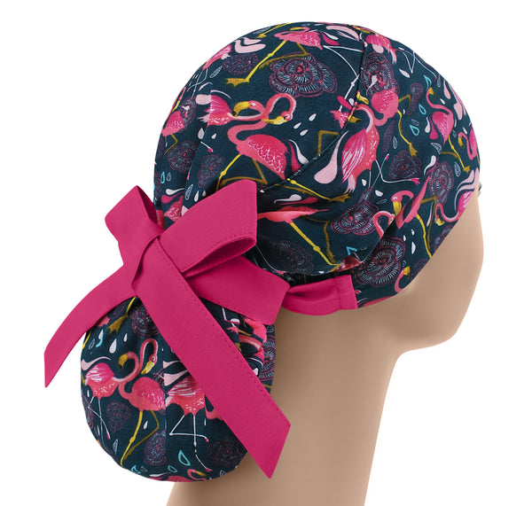 Scrub cap flamingo, ponytail scrub hat, scrub cap for women