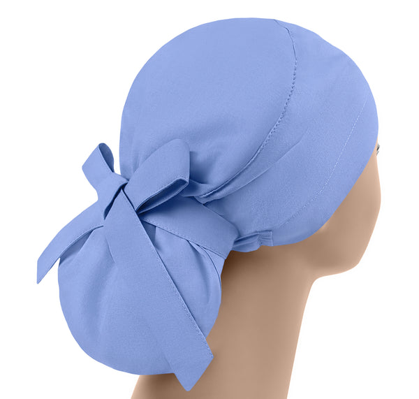 Blue womens scrub cap, surgical scrub hat ponytail