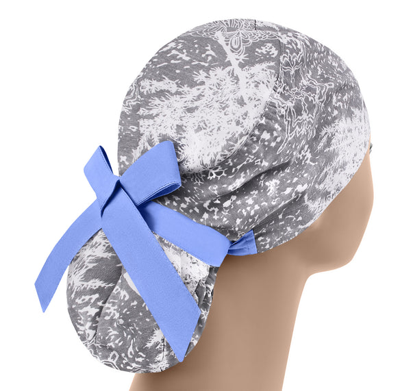 Christmas Scrub Cap for Women, Snowflakes Ponytail Surgical Hat Winter