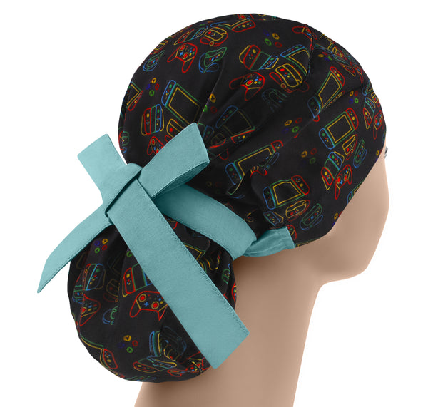 Scrub cap women gamer, gamepad controller scrub hat, gamer girl surgical cap