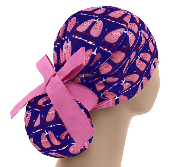 Scrub cap organs, lungs scrub hat for women, surgical cap, pulmonology headgear