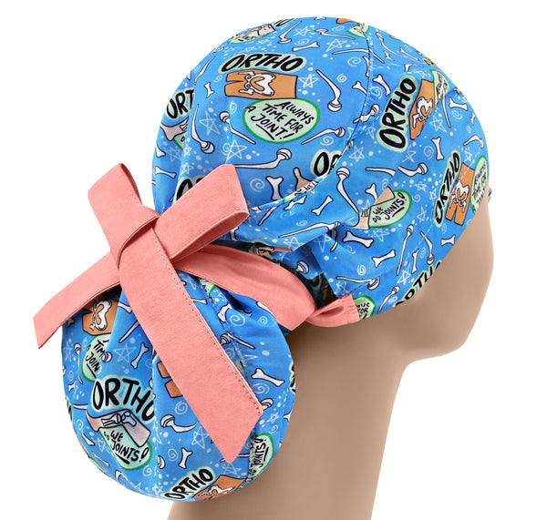 Bones scrub cap ponytail, orthopedic scrub hat for woman, traumatology surgical hat