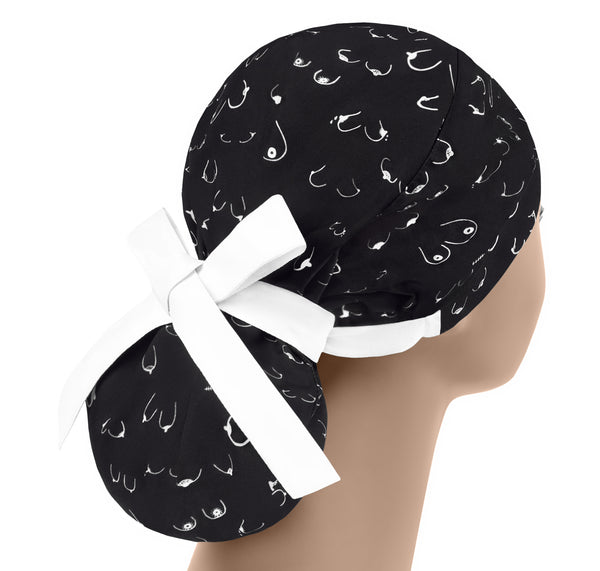 Breast surgical cap, long hair scrub cap for women, ponytail scrub hat plastic surgery
