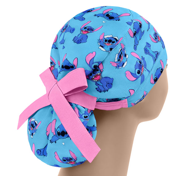 Cartoon scrub cap, funny surgical cap, nurse hat big hair, themed long hair scrub hat