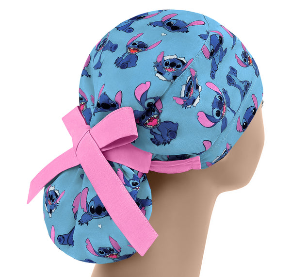 Cartoon scrub cap, funny surgical cap, nurse hat big hair, themed long hair scrub hat