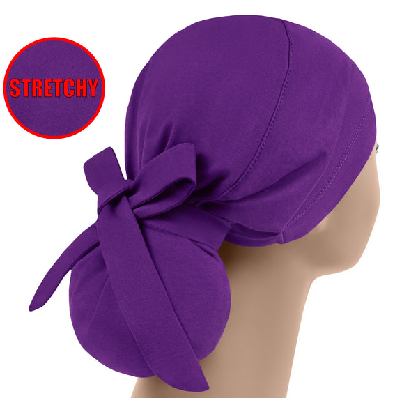 Purple stretchy scrub cap, ponytail scrub hat for women, surgical cap