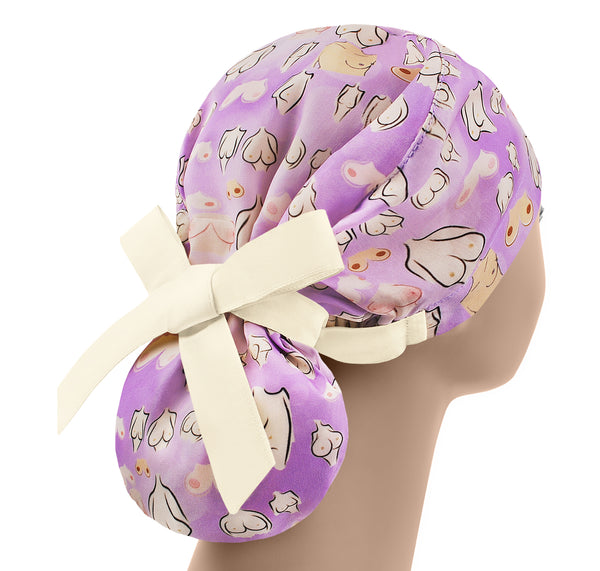 Breast surgical cap, ponytail scrub hat women, scrub cap boobs, plastic surgeon hat