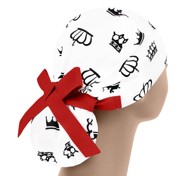 Crown scrub cap for women, queen ponytail surgical hat, princess nurse hat