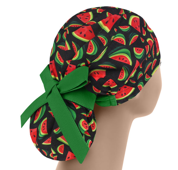 Watermelon surgical cap women, summer scrub hat long hair, fruit, berries surgery hat, melon medical hat