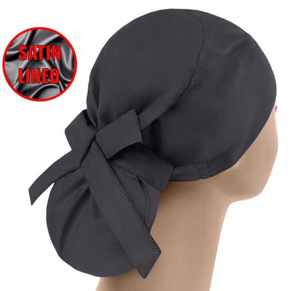 Dark gray satin lined scrub cap, surgical cap women, solid scrub hat anthracite