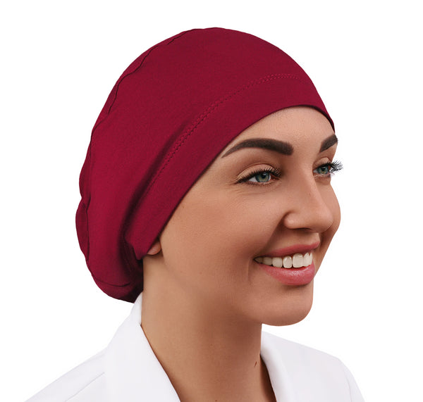 Wine red stretchy scrub cap, women scrub hat, surgical cap