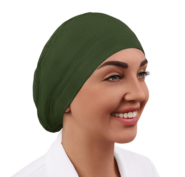 Stretchy scrub cap, soft scrub hat, green surgical cap women