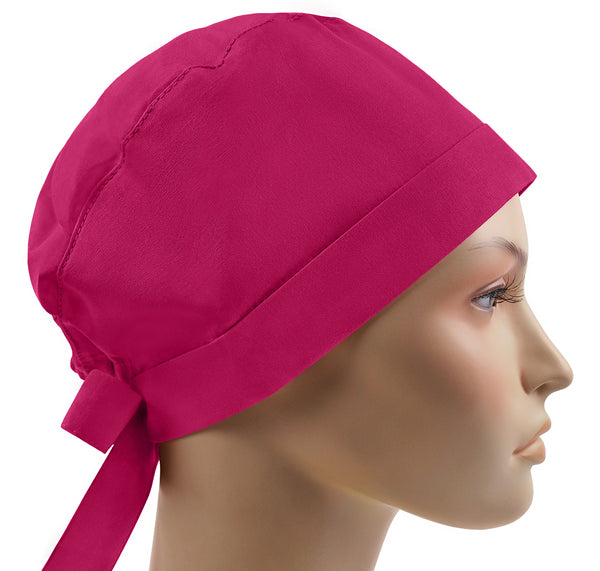 Hot pink surgical cap pixie, women scrub cap, scrub hat