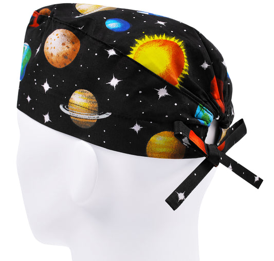 Space planet scrub caps for men, surgical cap men, mens scrub hats, surgery cap black, M096